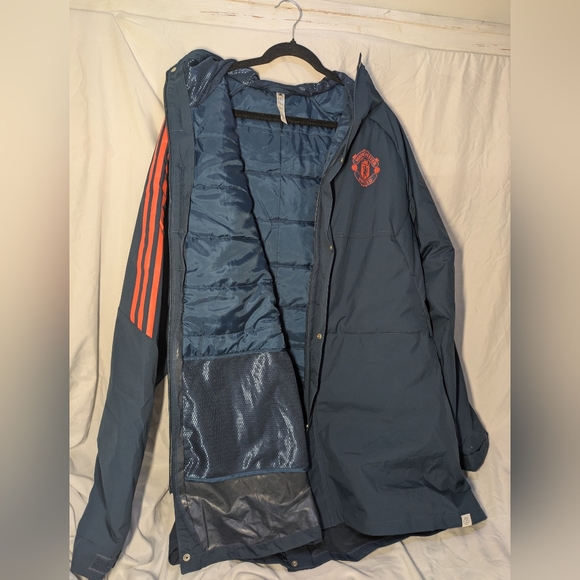 Adidas Manchester United Blue Parka Stadium Jacket 2022-23. Men's XXL. - Picture 6 of 7